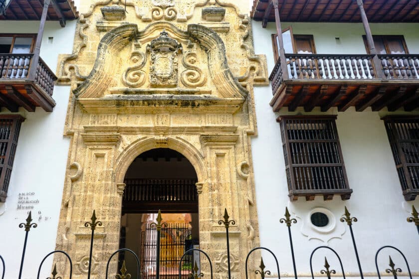 Stone arch entryway at the Palace of the Inquisition Museum Cartagena, Colombia.