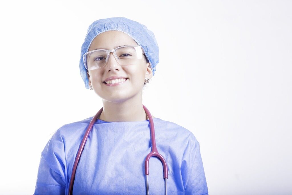 Photo of a female doctor, possible preparing for dental work in Colombia or Colombia cosmetic surgery.
