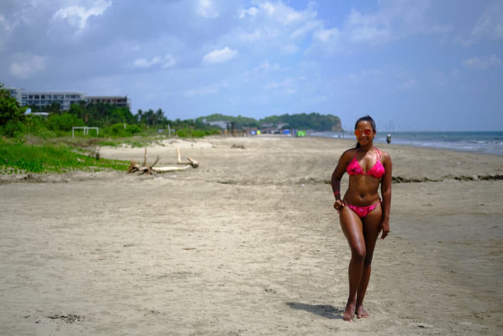 Photo of a girl on Manzanillo Beach Cartagena, a beach near Cartagena, Colombia.