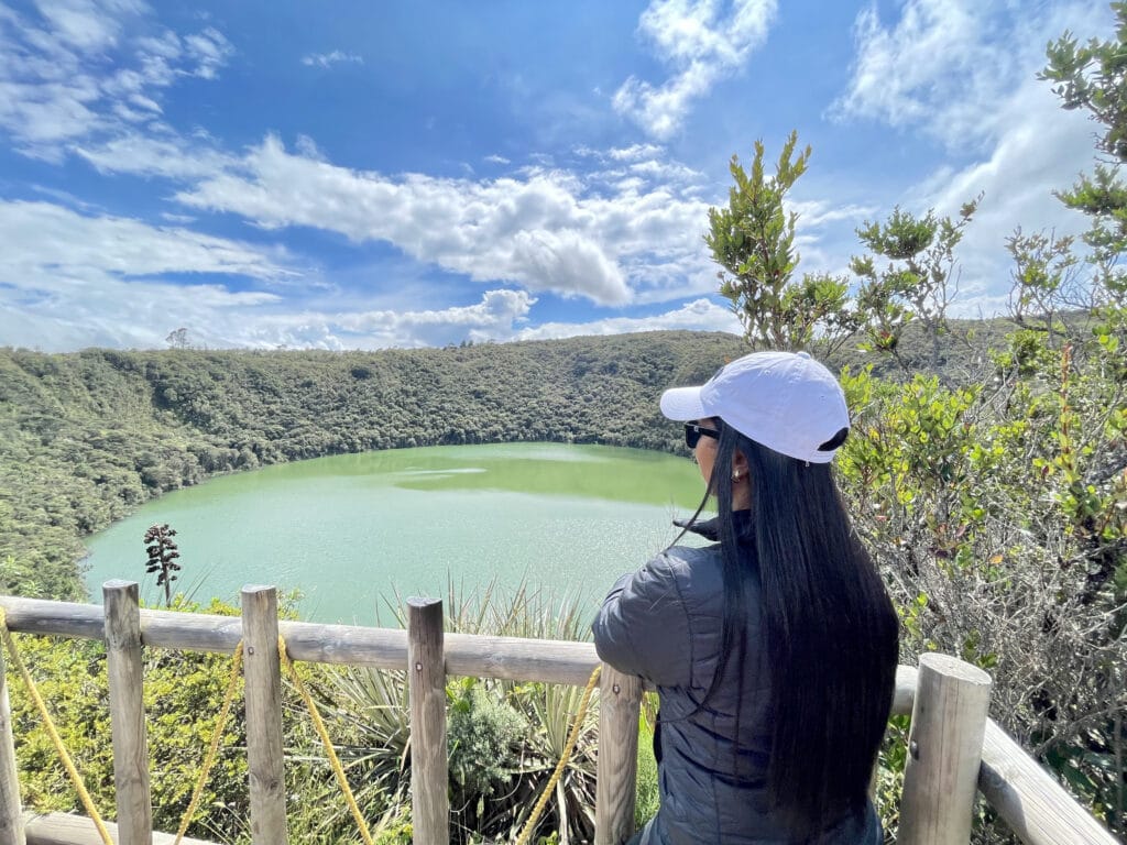 Girl overlooking the Guatavita Lake.