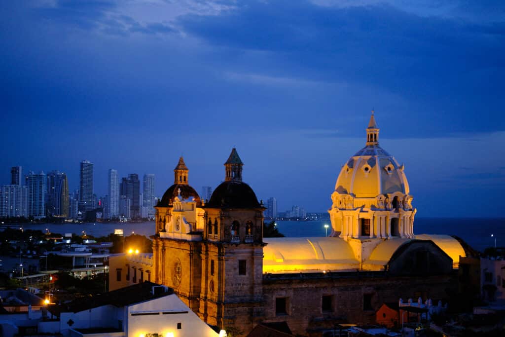 Photo of the San Pedro Claver church, one of the best things to do in Cartagena at night.