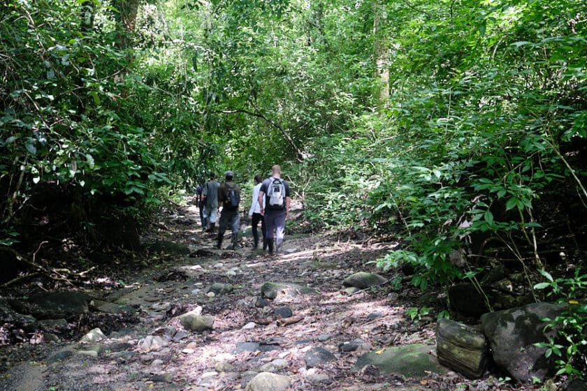 Photo of people walking on a Cartagena nature hiking trail.