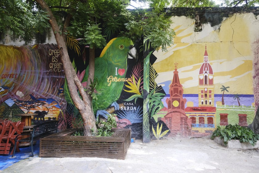 Street art of sites you can see on a 3 day itinerary in Cartagena.