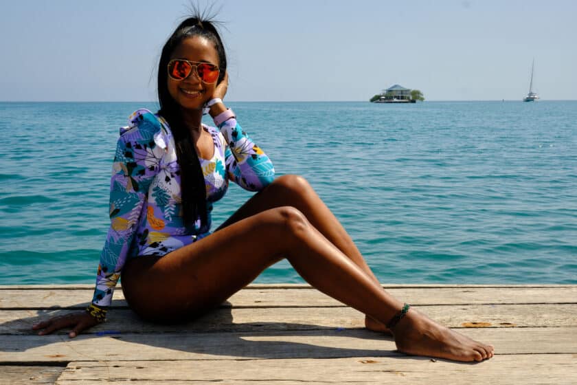Girl on a dock in the Cartagena islands.