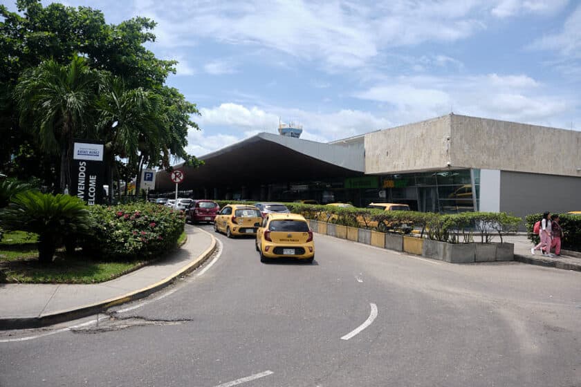 Cartagena airport taxis arriving to the airport in Cartagena, Colombia.